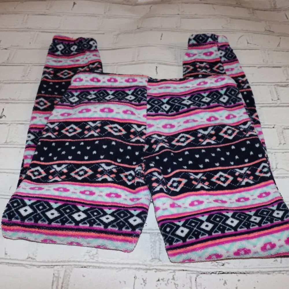 💙 Fuzzy Fleece Pajama Pants · Hot Kiss · Pink + Blue · S 💙
